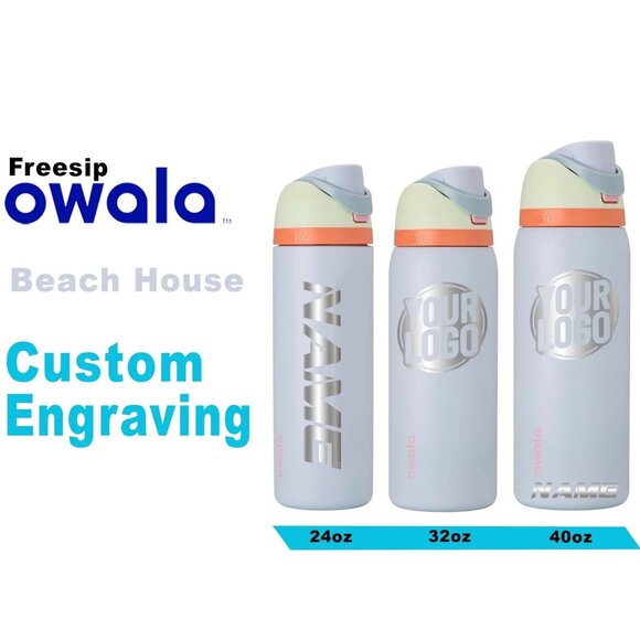 Laser Engraved Owala Water Bottle: Beach House Insulated Freesip - Picture 1 of 7